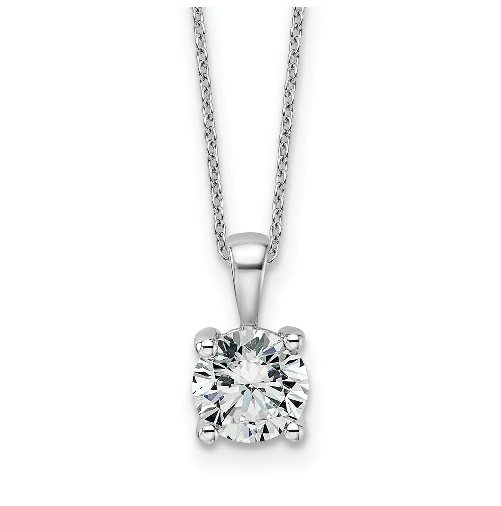 14K Yellow Or White Gold Lab Grown Diamond VS+ F+ Round Complete 18 inch Four Prong Pendant Necklace