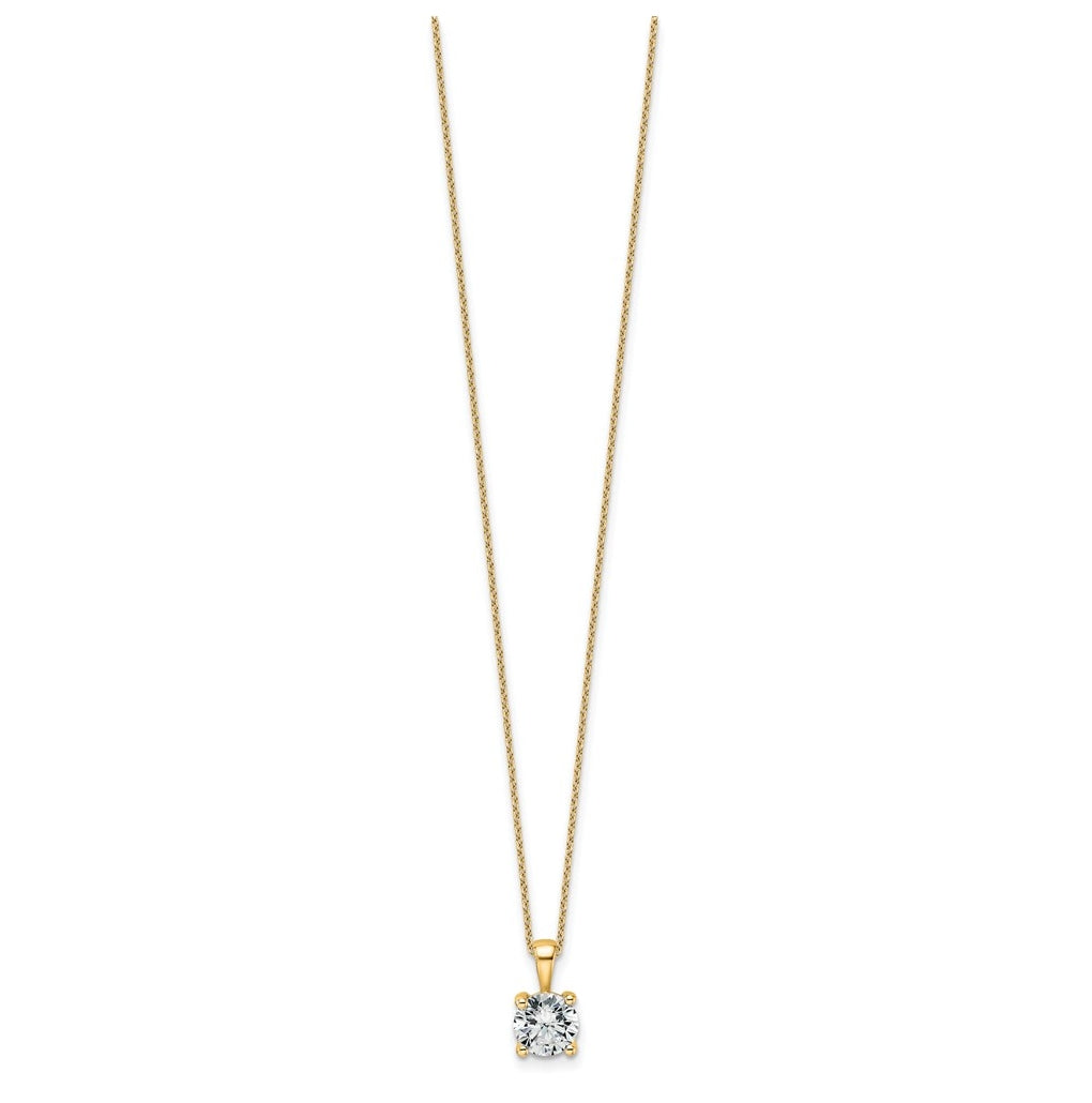 14K Yellow Or White Gold Lab Grown Diamond VS+ F+ Round Complete 18 inch Four Prong Pendant Necklace