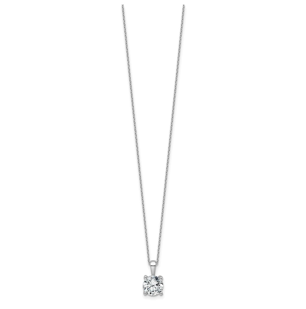 14K Yellow Or White Gold Lab Grown Diamond VS+ F+ Round Complete 18 inch Four Prong Pendant Necklace