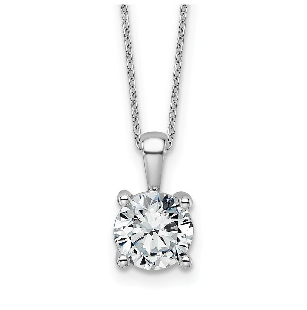 14K Yellow Or White Gold Lab Grown Diamond VS+ F+ Round Complete 18 inch Four Prong Pendant Necklace