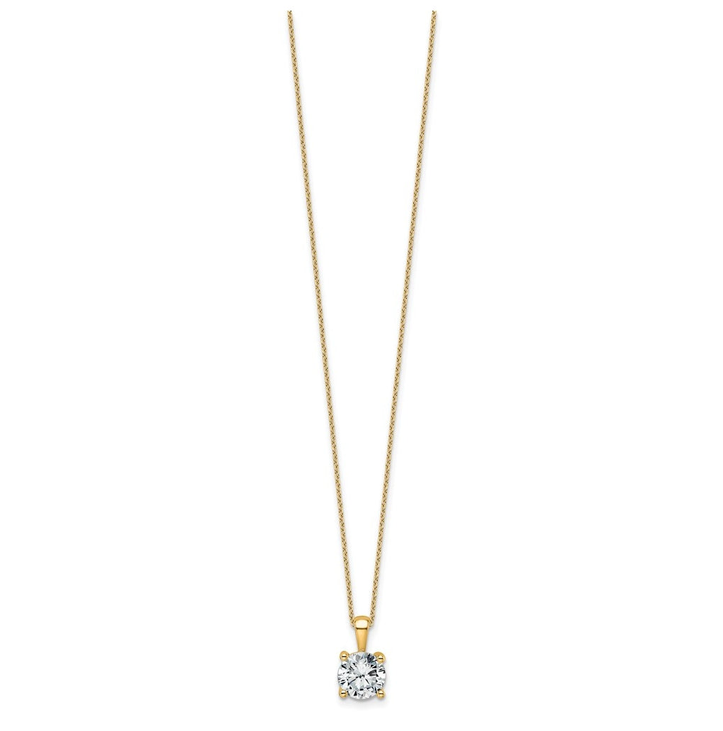 14K Yellow Or White Gold Lab Grown Diamond VS+ F+ Round Complete 18 inch Four Prong Pendant Necklace