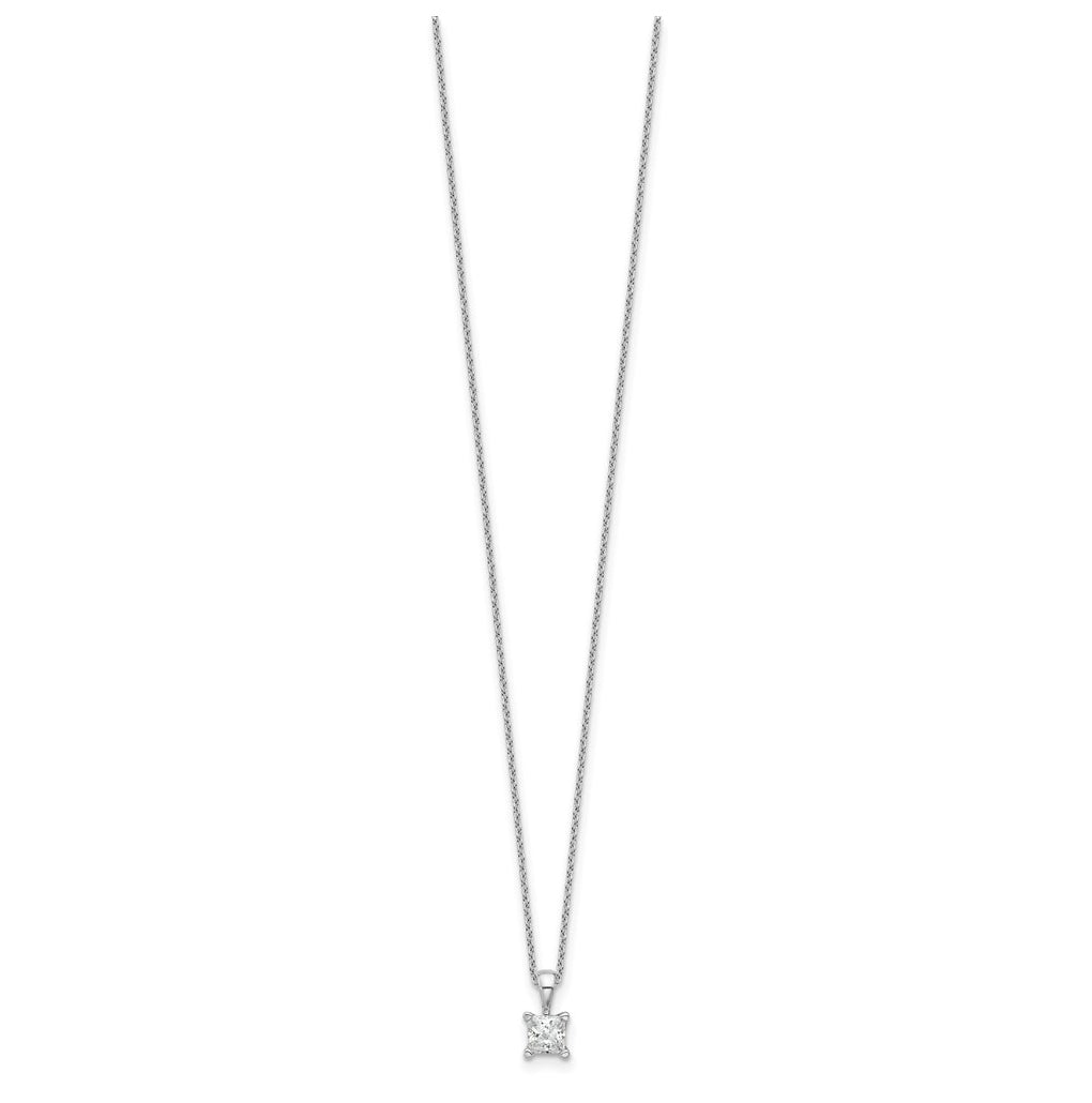 14K Yellow Or White Gold Lab Grown Diamond VS/SI+ G+ Princess Complete 18 inch Four Prong Pendant Necklace