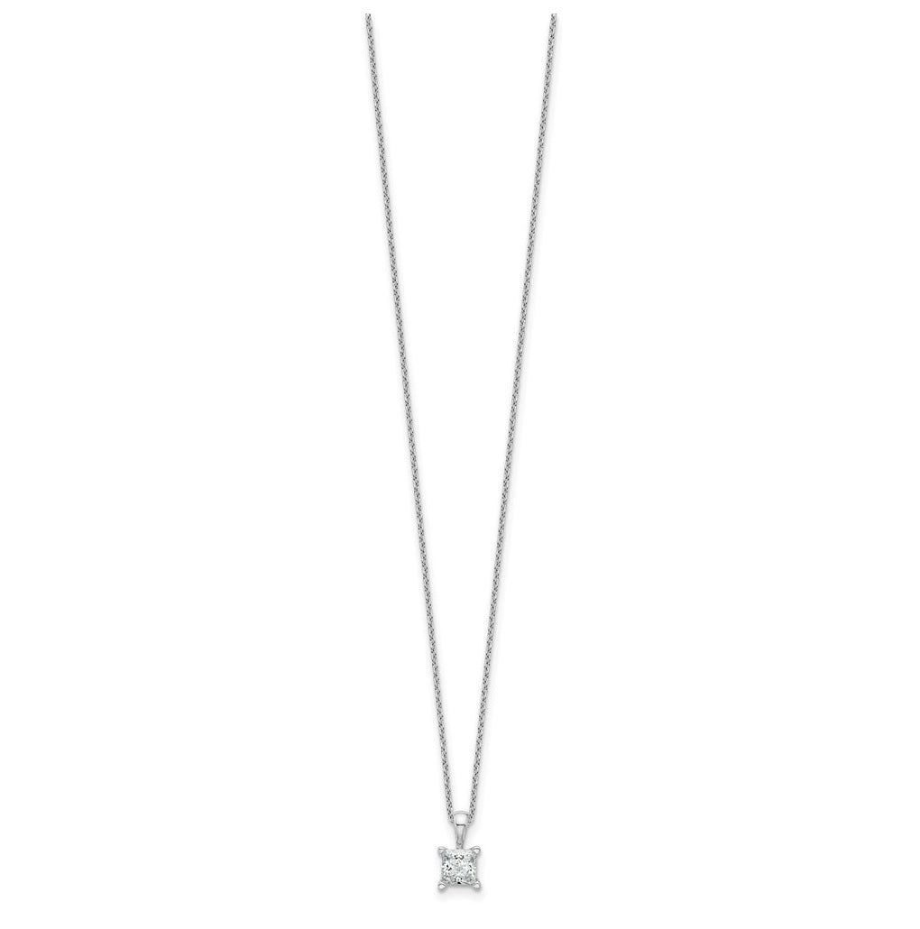 14K Yellow Or White Gold Lab Grown Diamond VS+ F+ Princess Complete 18 inch Four Prong Pendant Necklace