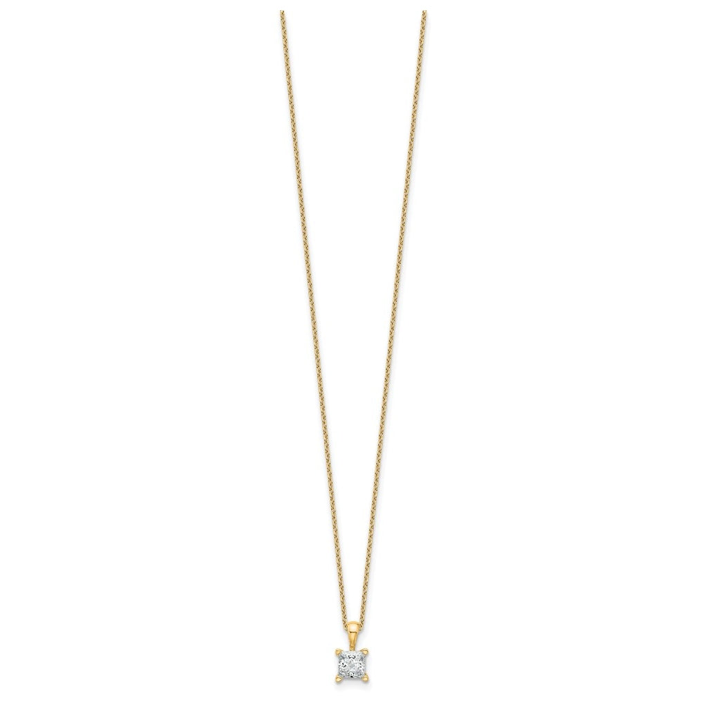 14K Yellow Or White Gold Lab Grown Diamond VS+ F+ Princess Complete 18 inch Four Prong Pendant Necklace