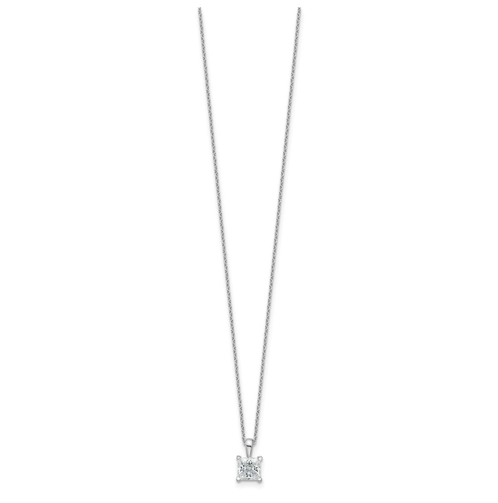 14K Yellow Or White Gold Lab Grown Diamond VS/SI+ G+ Princess Complete 18 inch Four Prong Pendant Necklace