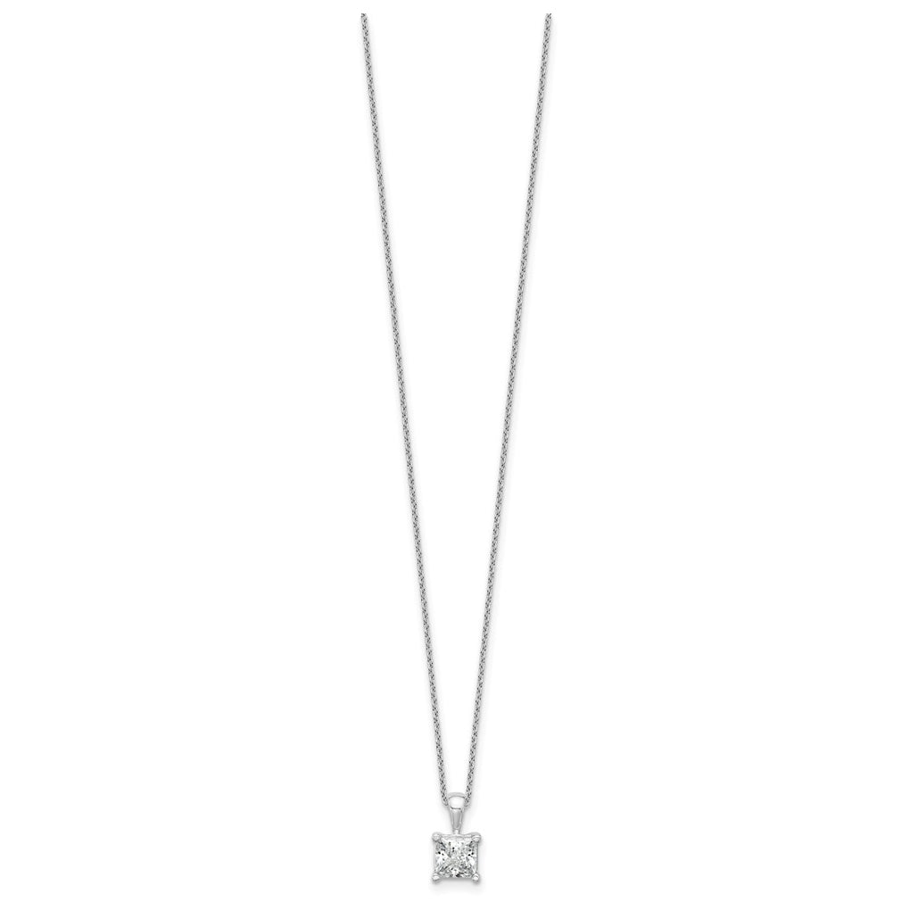 14K Yellow Or White Gold Lab Grown Diamond VS/SI+ G+ Princess Complete 18 inch Four Prong Pendant Necklace