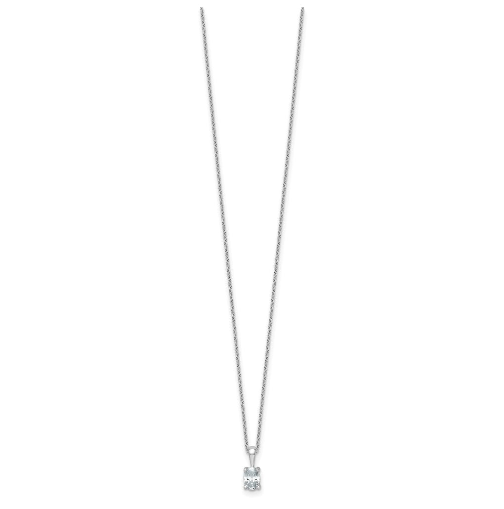 14K Yellow Or White Gold Lab Grown Diamond VS/SI+ G+ Oval Complete 18 inch Four Prong Pendant Necklace