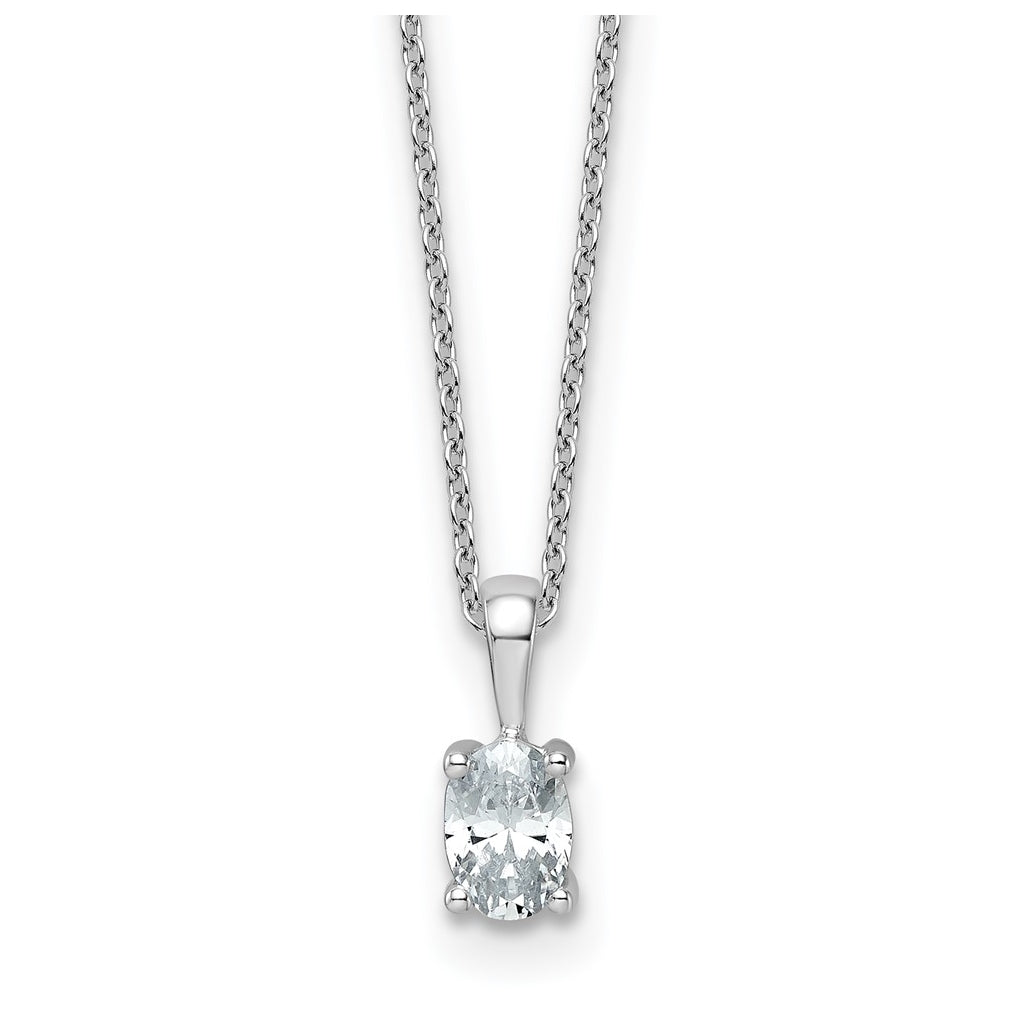 14K Yellow Or White Gold Lab Grown Diamond VS/SI+ G+ Oval Complete 18 inch Four Prong Pendant Necklace