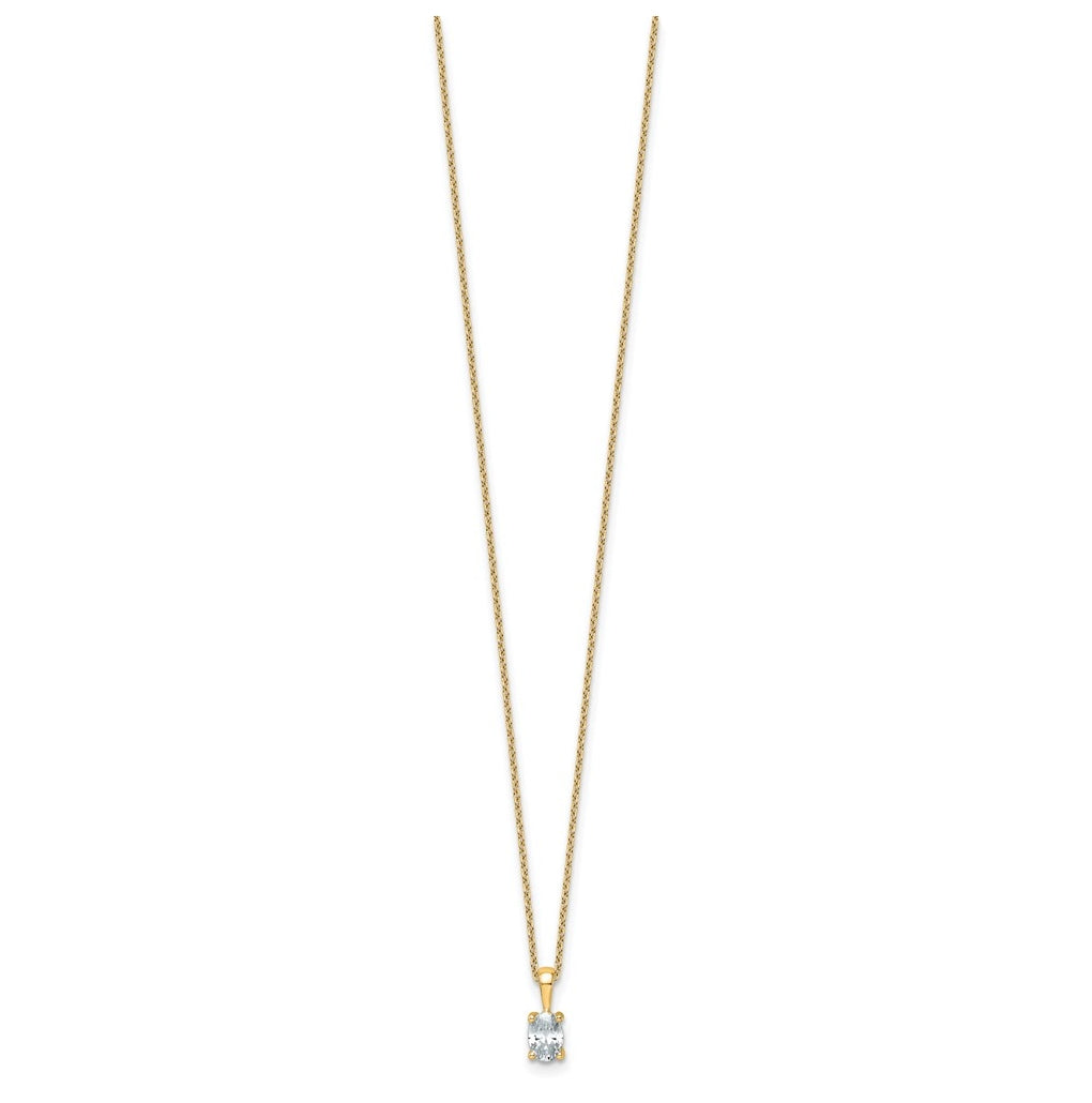 14K Yellow Or White Gold Lab Grown Diamond VS/SI+ G+ Oval Complete 18 inch Four Prong Pendant Necklace