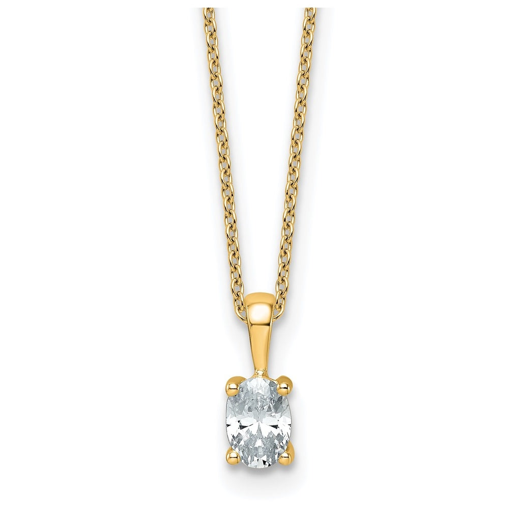 14K Yellow Or White Gold Lab Grown Diamond VS/SI+ G+ Oval Complete 18 inch Four Prong Pendant Necklace