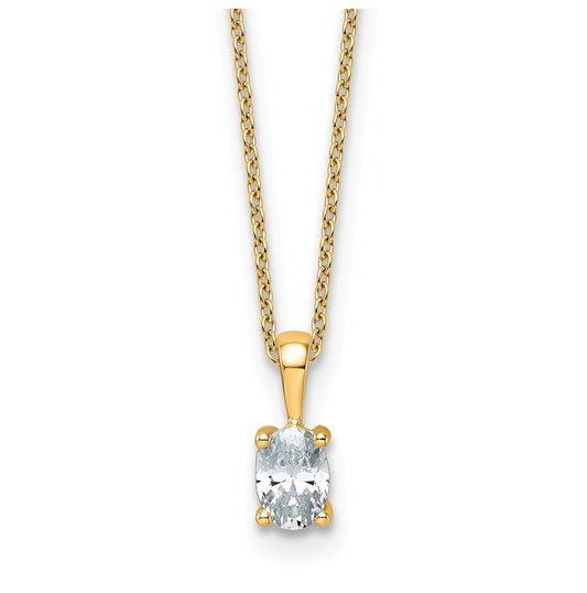 14K Yellow Or White Gold Lab Grown Diamond VS/SI+ G+ Oval Complete 18 inch Four Prong Pendant Necklace