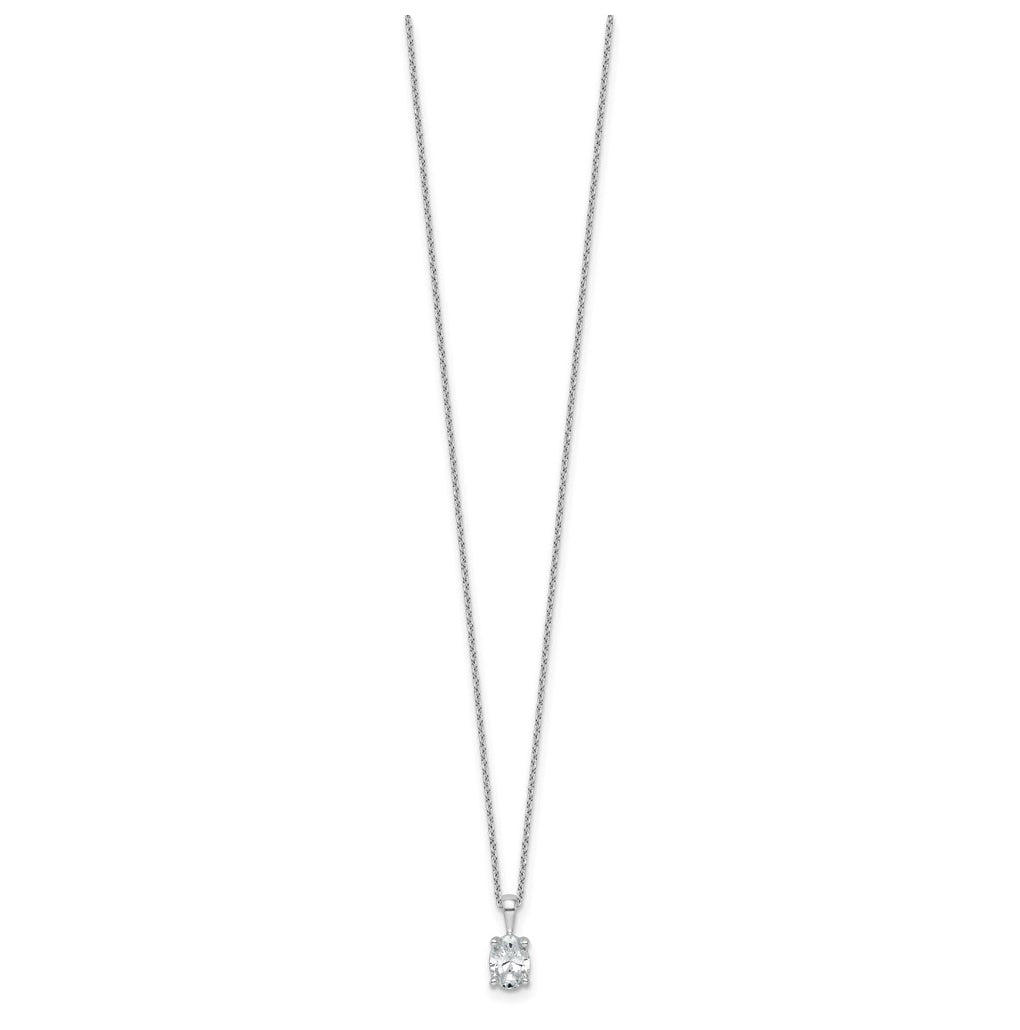 14K Yellow Or White Gold Lab Grown Diamond VS/SI+ G+ Oval Complete 18 inch Four Prong Pendant Necklace