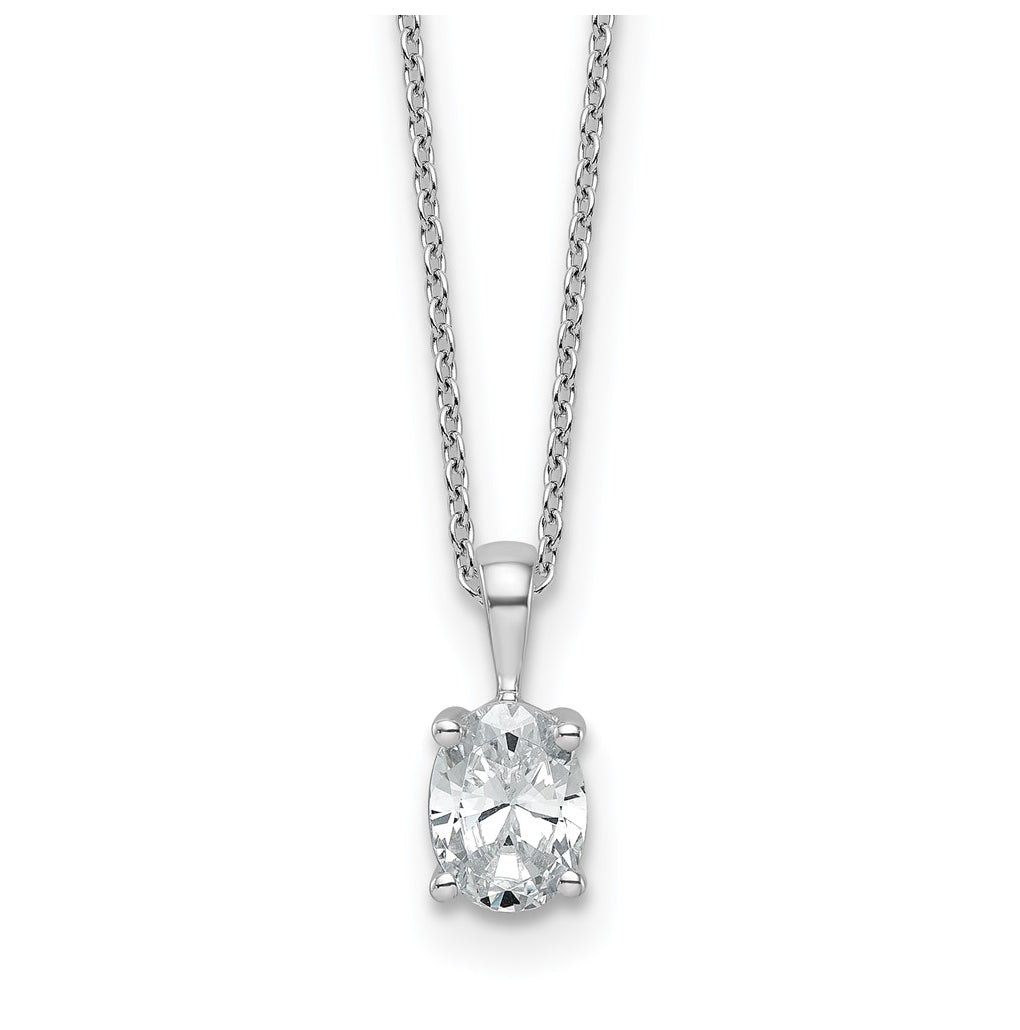 14K Yellow Or White Gold Lab Grown Diamond VS/SI+ G+ Oval Complete 18 inch Four Prong Pendant Necklace