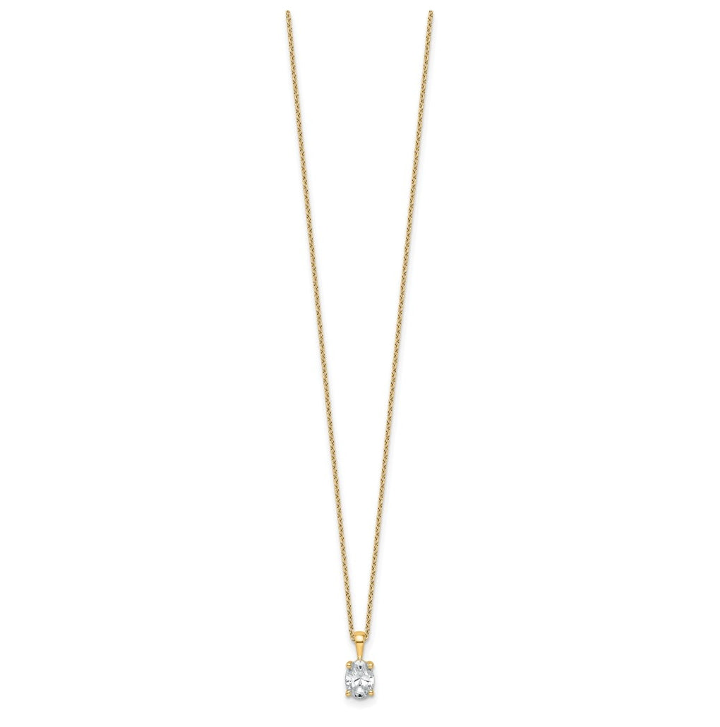 14K Yellow Or White Gold Lab Grown Diamond VS/SI+ G+ Oval Complete 18 inch Four Prong Pendant Necklace