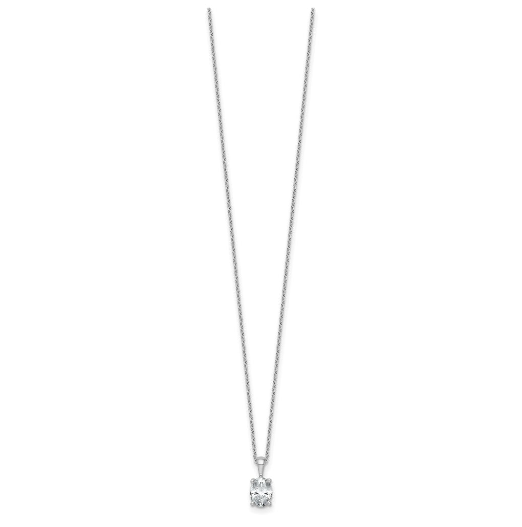 14K Yellow Or White Gold Lab Grown Diamond VS/SI+ G+ Oval Complete 18 inch Four Prong Pendant Necklace