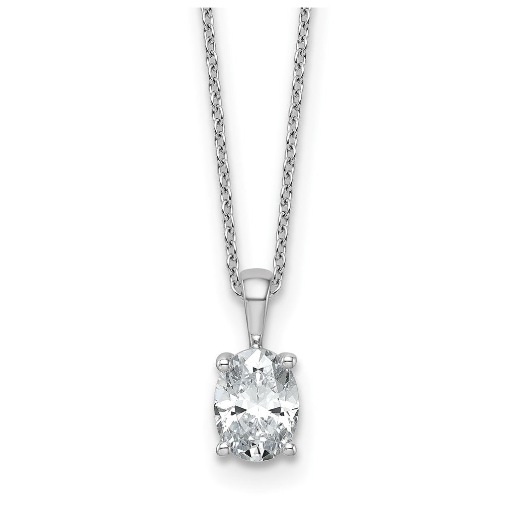 14K Yellow Or White Gold Lab Grown Diamond VS/SI+ G+ Oval Complete 18 inch Four Prong Pendant Necklace