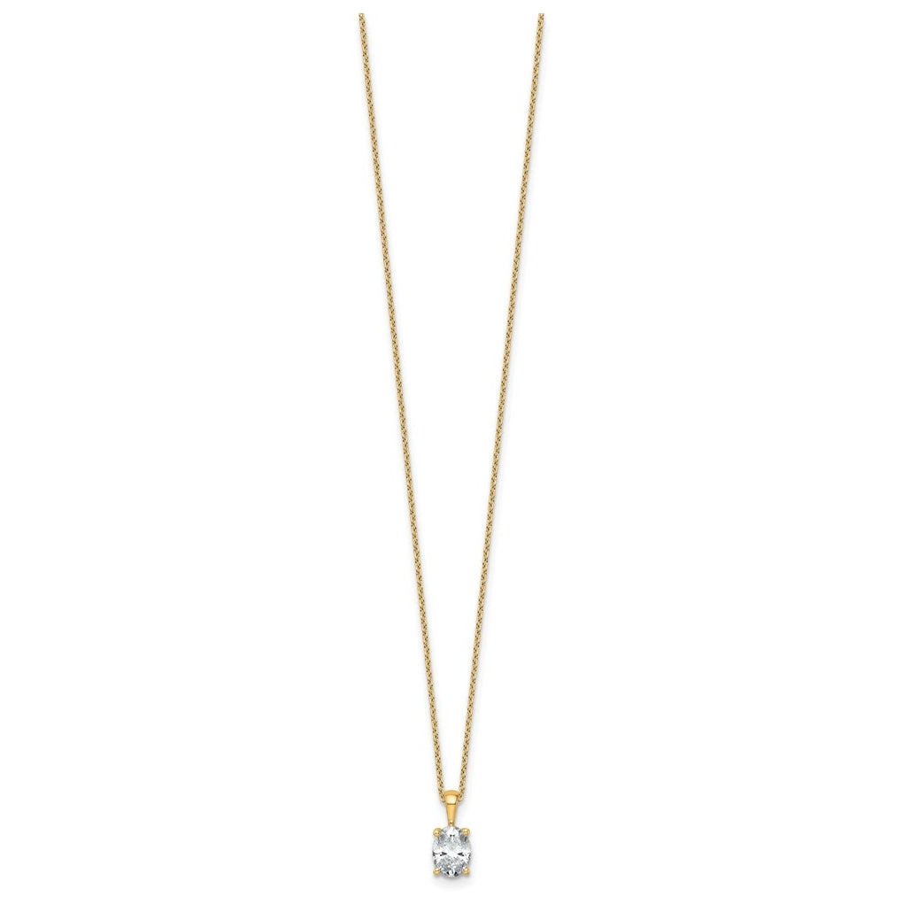 14K Yellow Or White Gold Lab Grown Diamond VS/SI+ G+ Oval Complete 18 inch Four Prong Pendant Necklace
