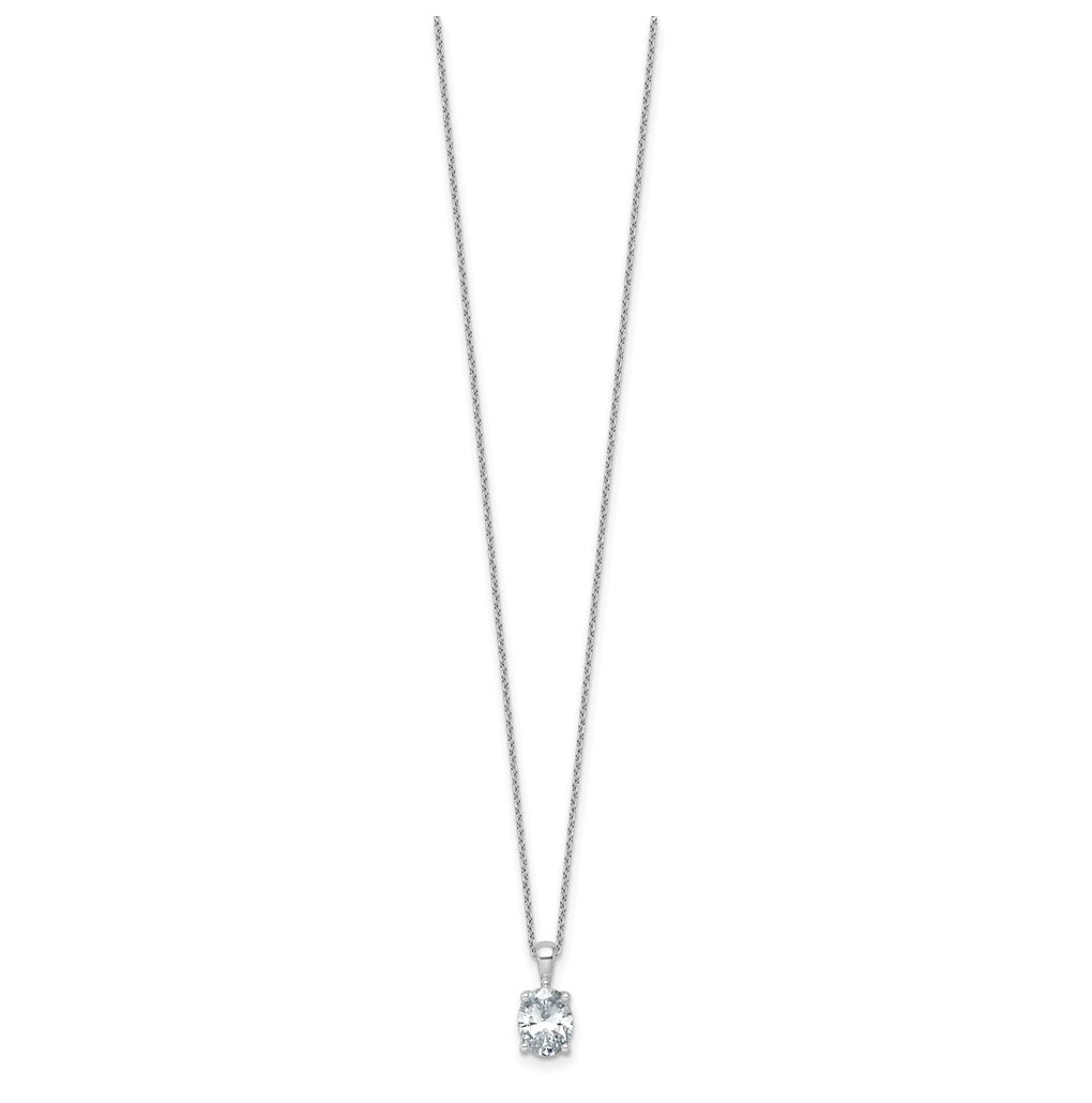 14K Yellow Or White Gold Lab Grown Diamond VS/SI+ G+ Oval Complete 18 inch Four Prong Pendant Necklace