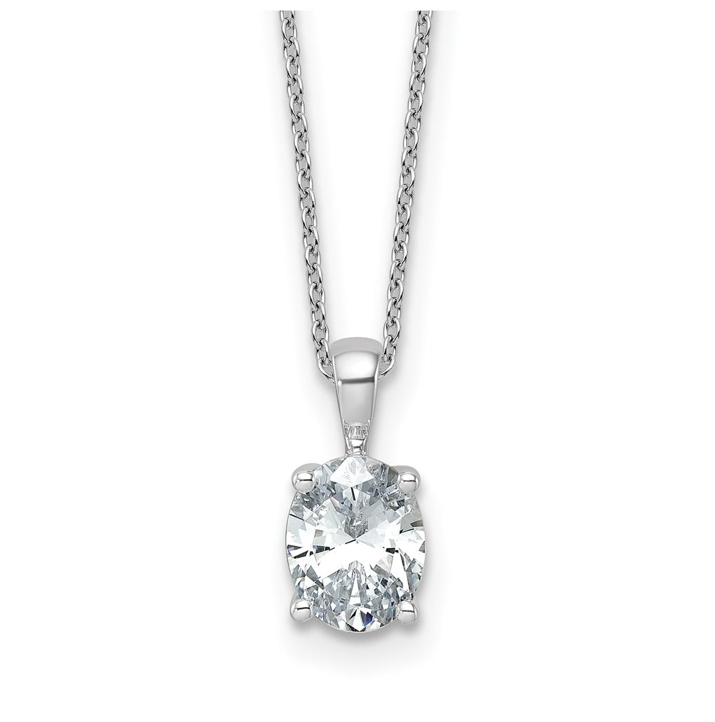 14K Yellow Or White Gold Lab Grown Diamond VS/SI+ G+ Oval Complete 18 inch Four Prong Pendant Necklace