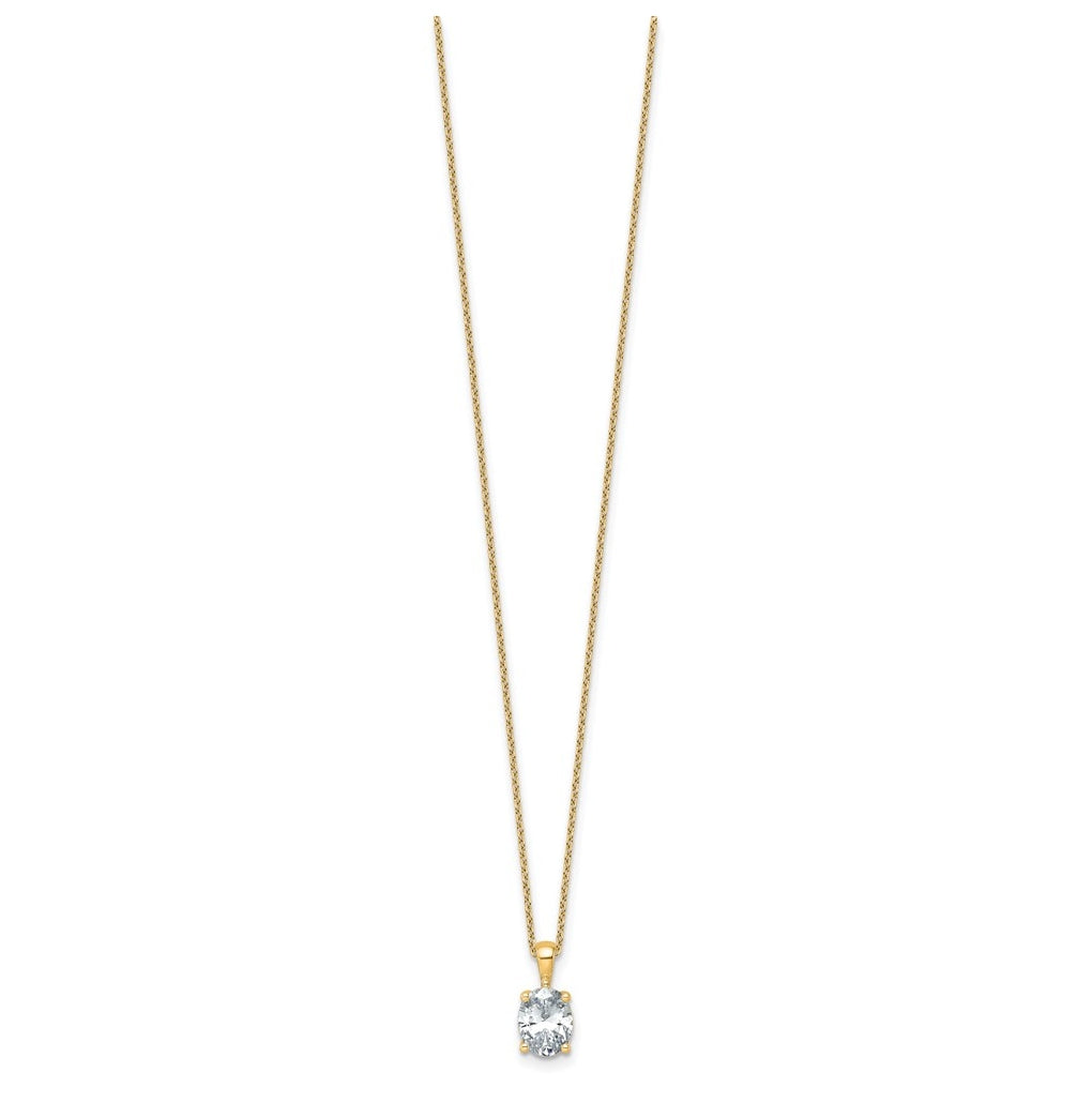 14K Yellow Or White Gold Lab Grown Diamond VS/SI+ G+ Oval Complete 18 inch Four Prong Pendant Necklace