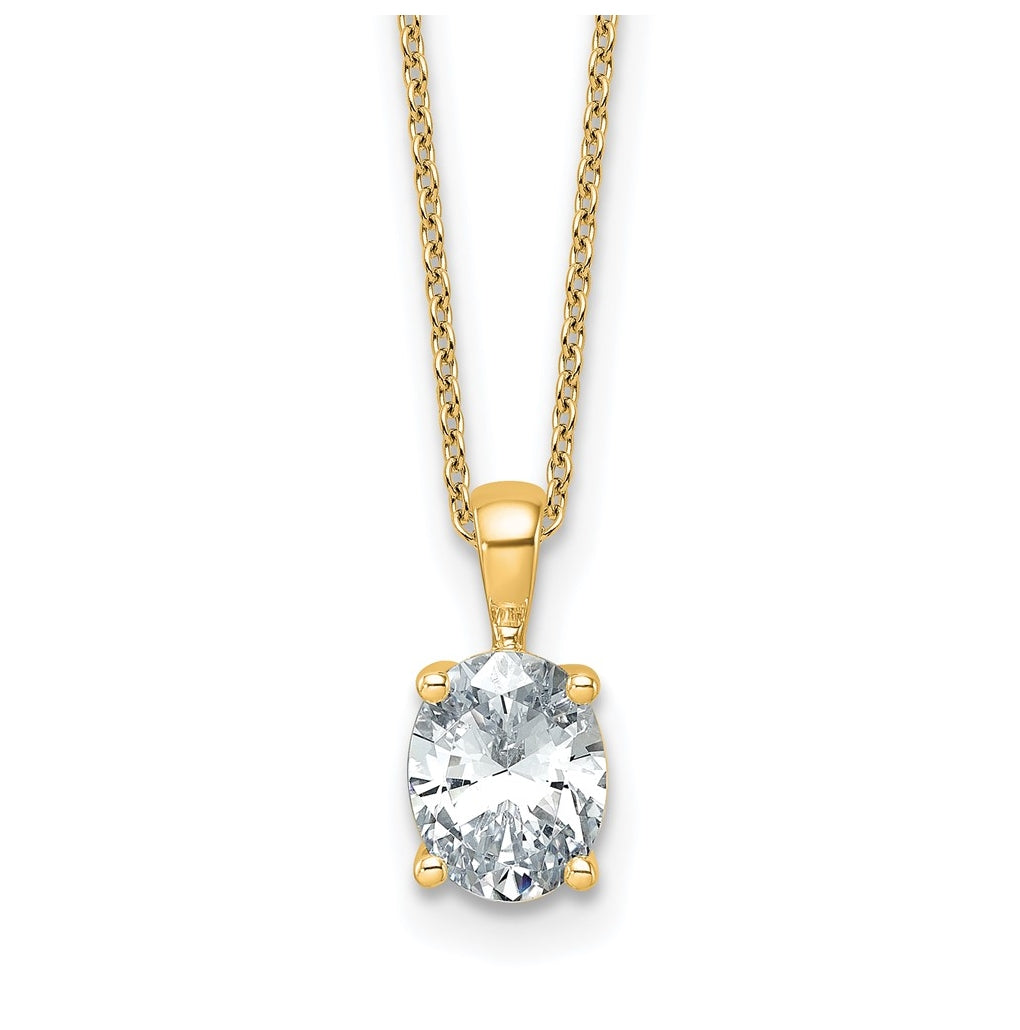 14K Yellow Or White Gold Lab Grown Diamond VS/SI+ G+ Oval Complete 18 inch Four Prong Pendant Necklace
