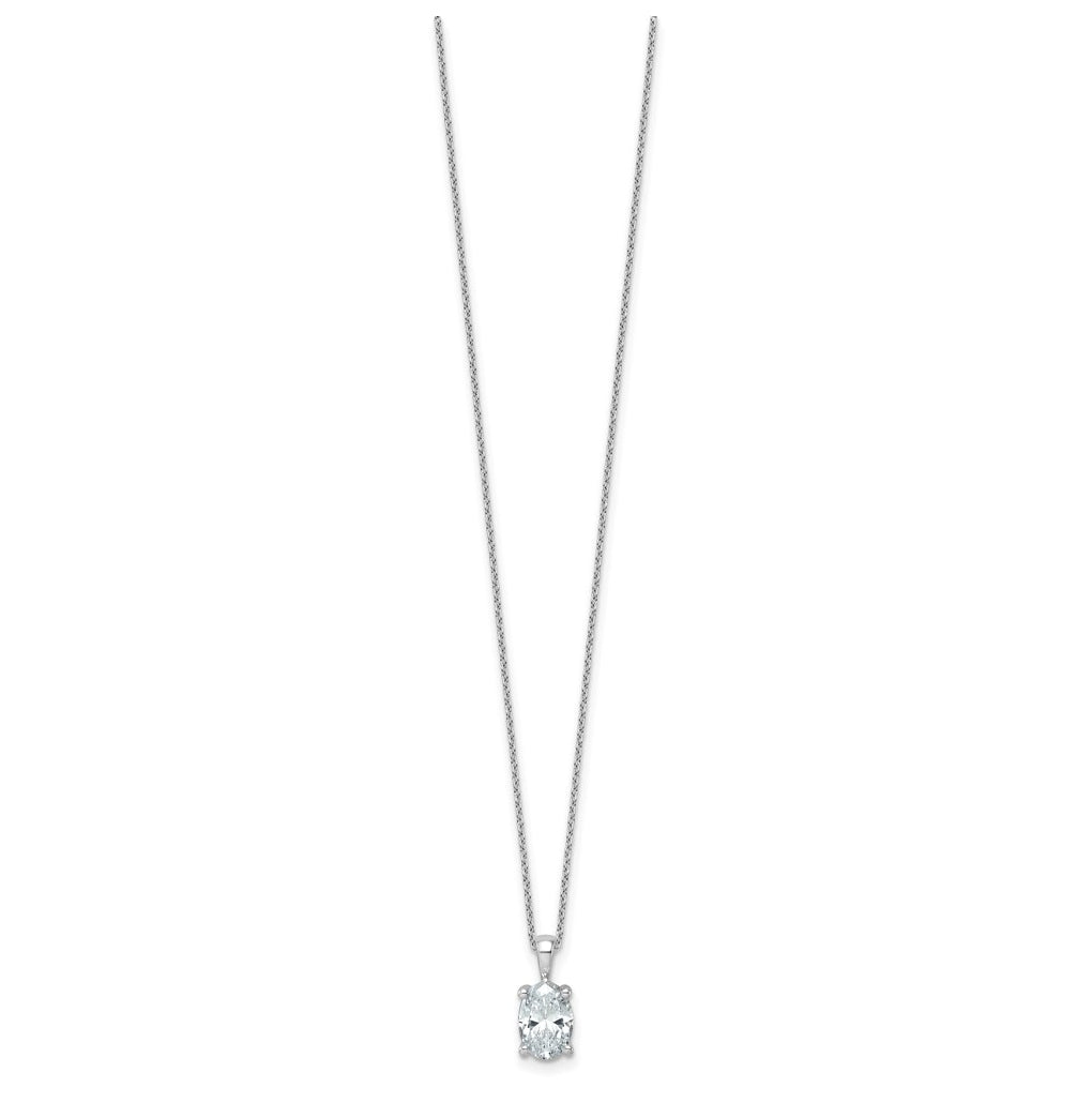 14K Yellow Or White Gold Lab Grown Diamond VS/SI+ G+ Oval Complete 18 inch Four Prong Pendant Necklace