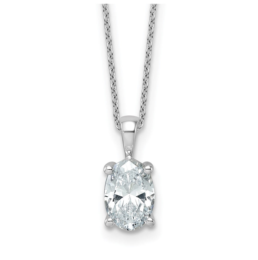 14K Yellow Or White Gold Lab Grown Diamond VS/SI+ G+ Oval Complete 18 inch Four Prong Pendant Necklace