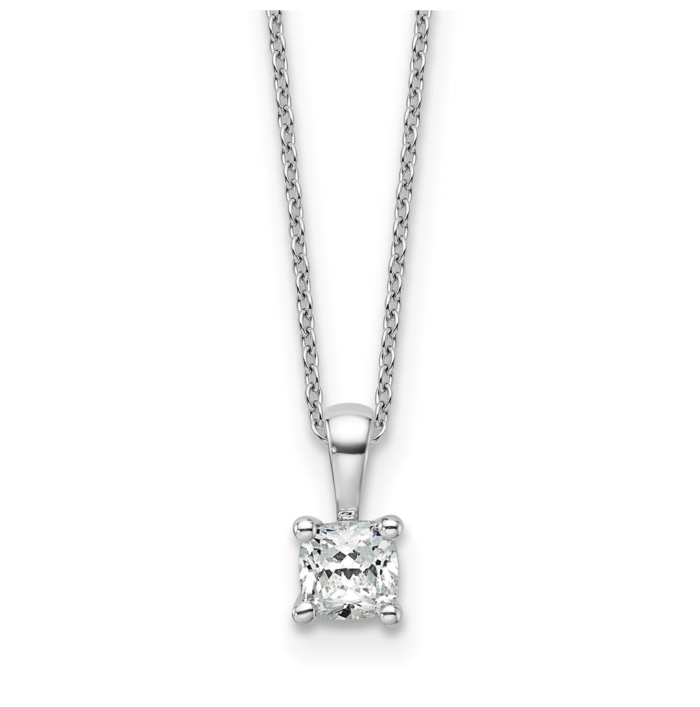 14K Yellow Or White Gold Lab Grown Diamond VS/SI+ G+ Cushion Complete 18 inch Four Prong Pendant Necklace