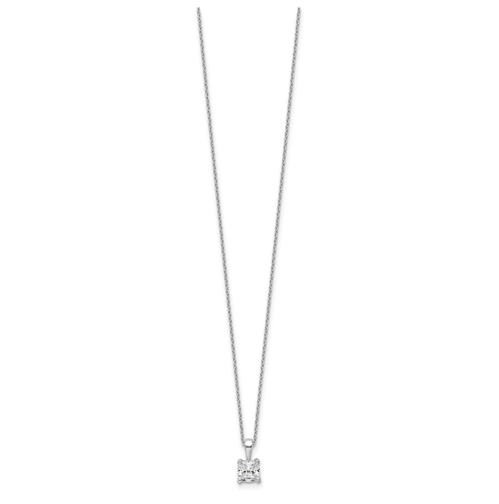 14K Yellow Or White Gold Lab Grown Diamond VS/SI+ G+ Cushion Complete 18 inch Four Prong Pendant Necklace