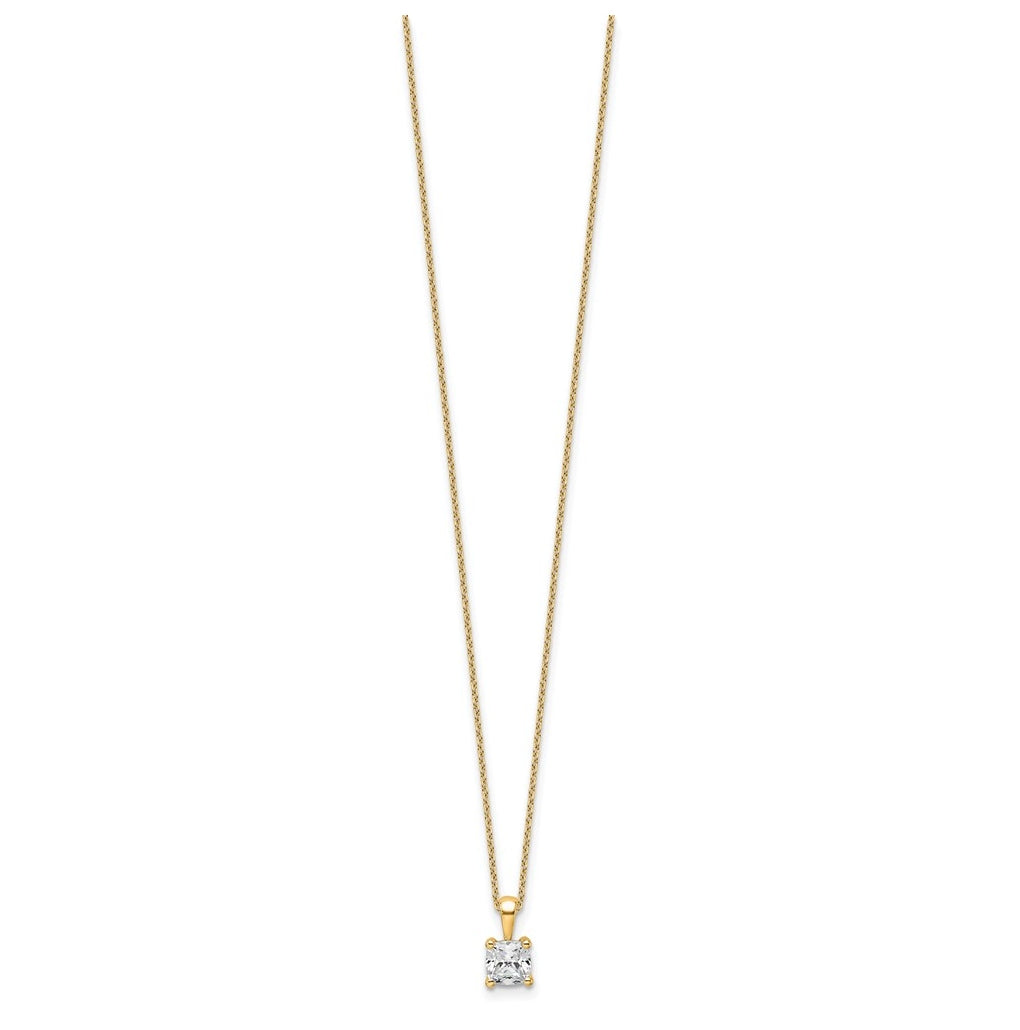 14K Yellow Or White Gold Certified Lab Grown Diamond VS/SI+ G+ Cushion Complete 18 inch Four Prong Pendant Necklace