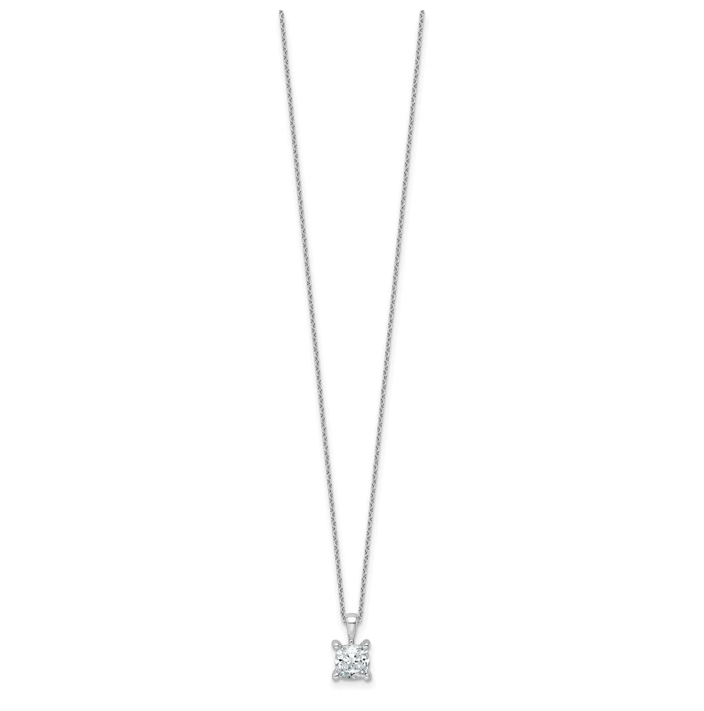 14K Yellow Or White Gold Lab Grown Diamond VS/SI+ G+ Cushion Complete 18 inch Four Prong Pendant Necklace