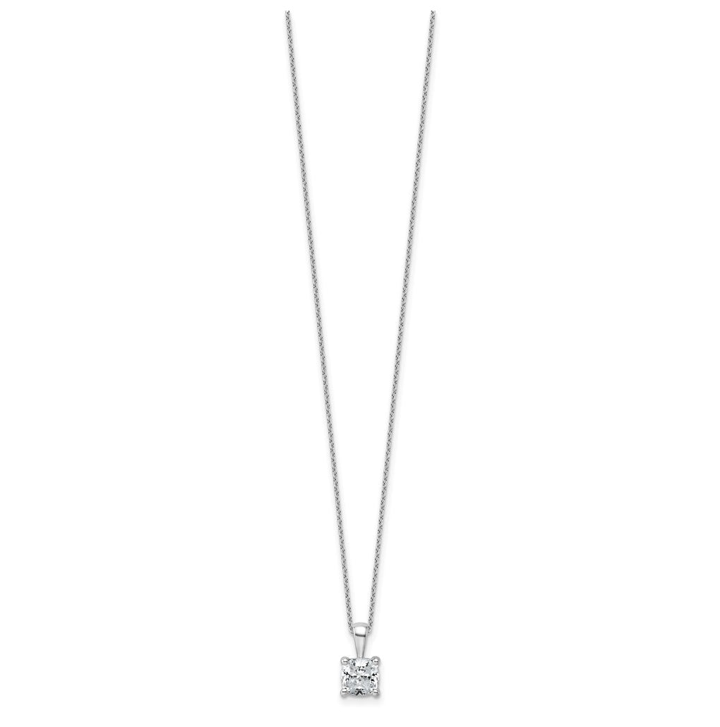 14K Yellow Or White Gold Lab Grown Diamond VS+ F+ Cushion Complete 18 inch Four Prong Pendant Necklace