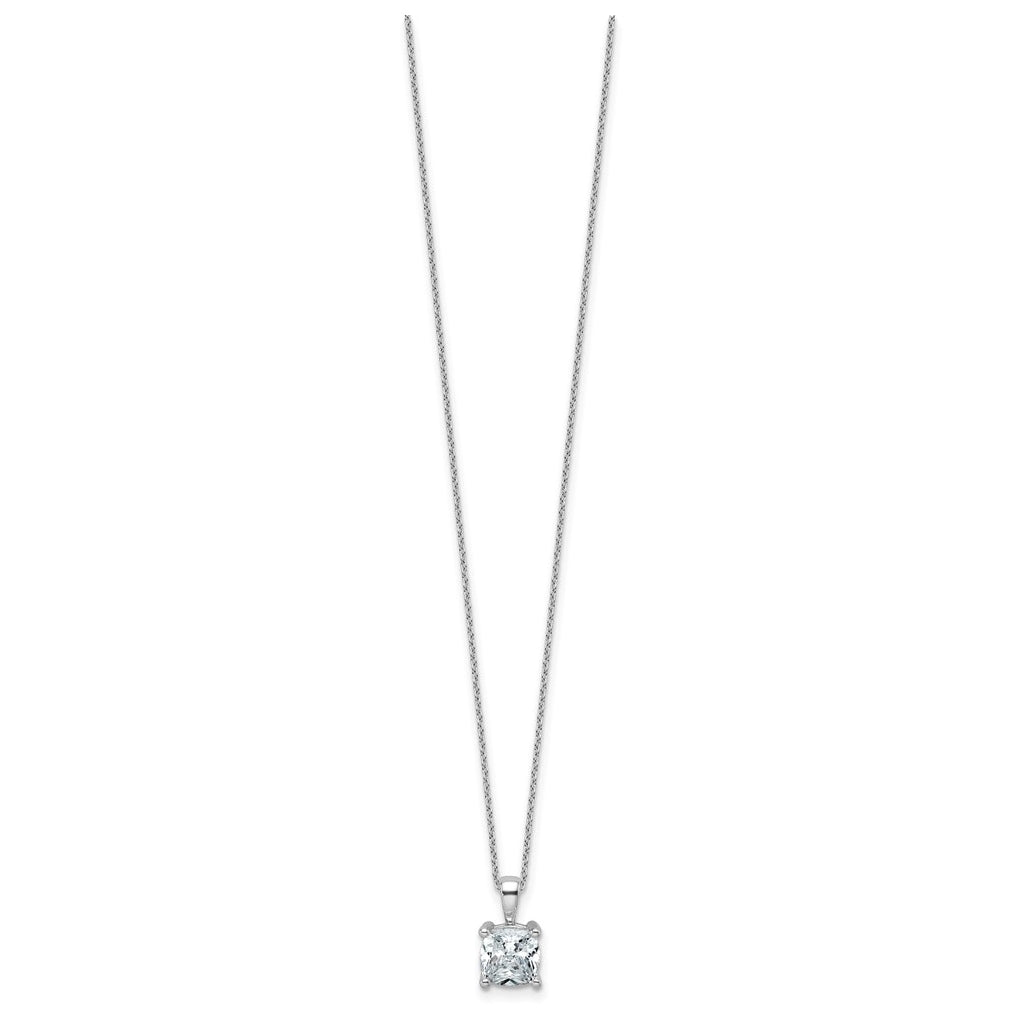14K Yellow Or White Gold Lab Grown Diamond VS/SI+ G+ Cushion Complete 18 inch Four Prong Pendant Necklace