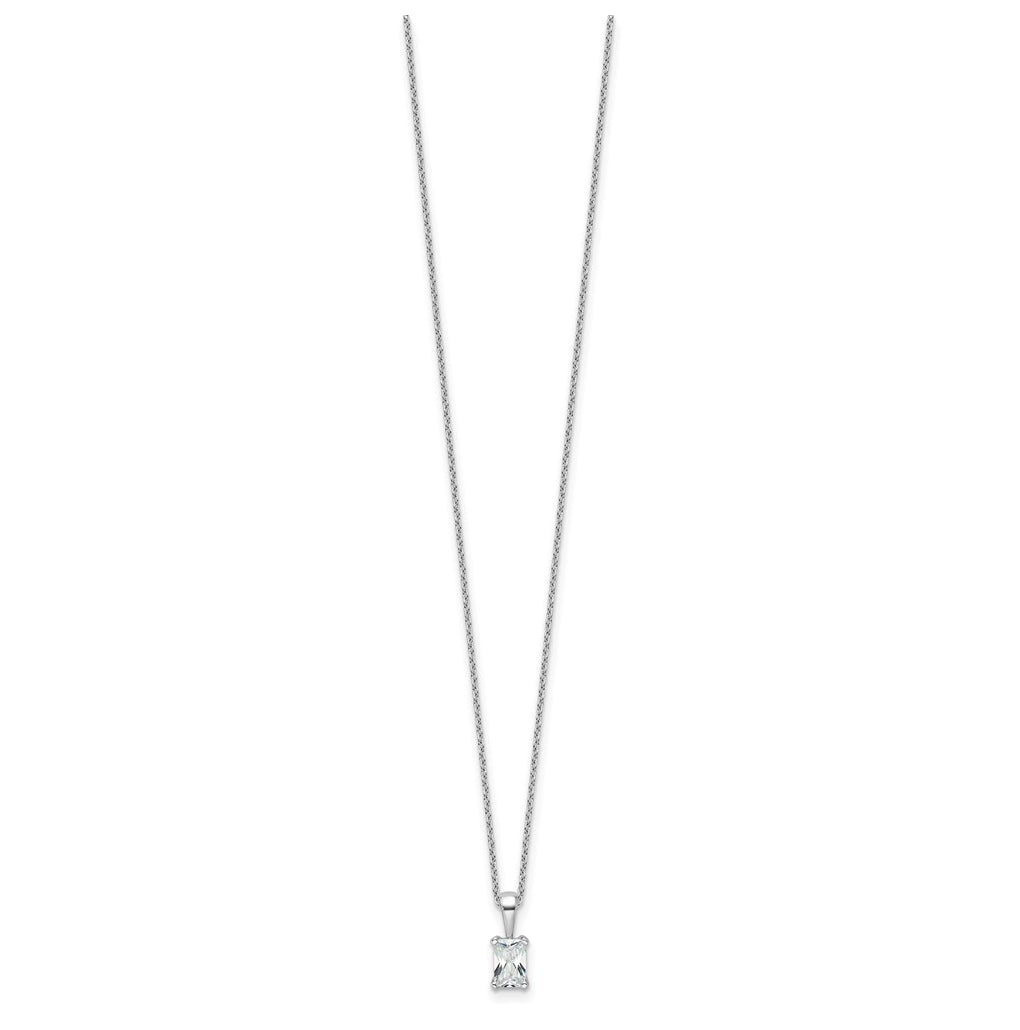 14K Yellow Or White Gold Lab Grown Diamond VS/SI+ G+ Radiant Complete 18 inch Four Prong Pendant Necklace