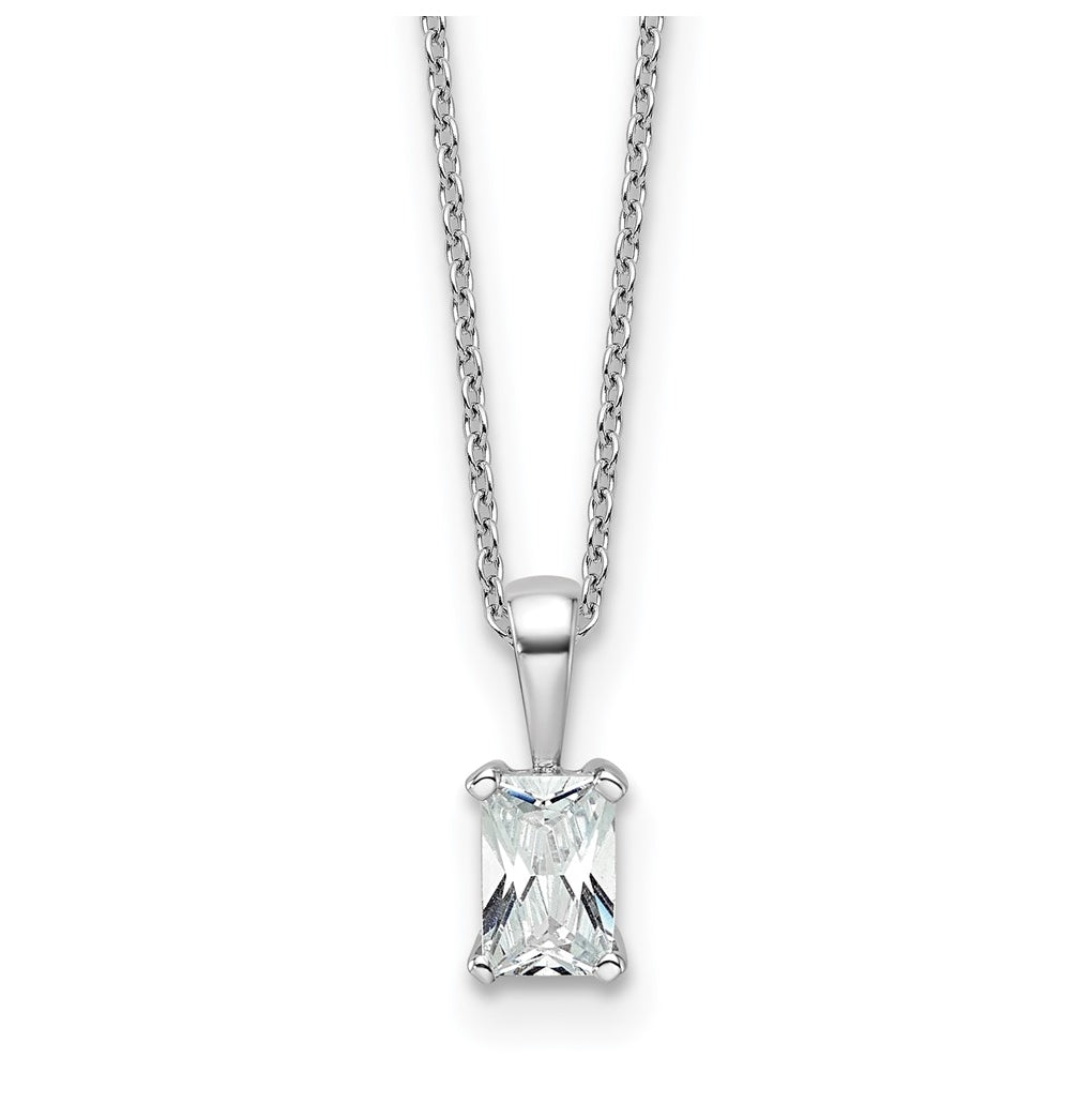 14K Yellow Or White Gold Lab Grown Diamond VS+ F+ Radiant Complete 18 inch Four Prong Pendant Necklace