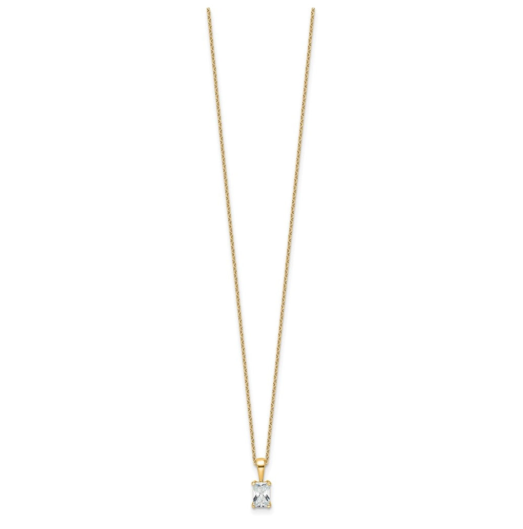 14K Yellow Or White Gold Lab Grown Diamond VS+ F+ Radiant Complete 18 inch Four Prong Pendant Necklace