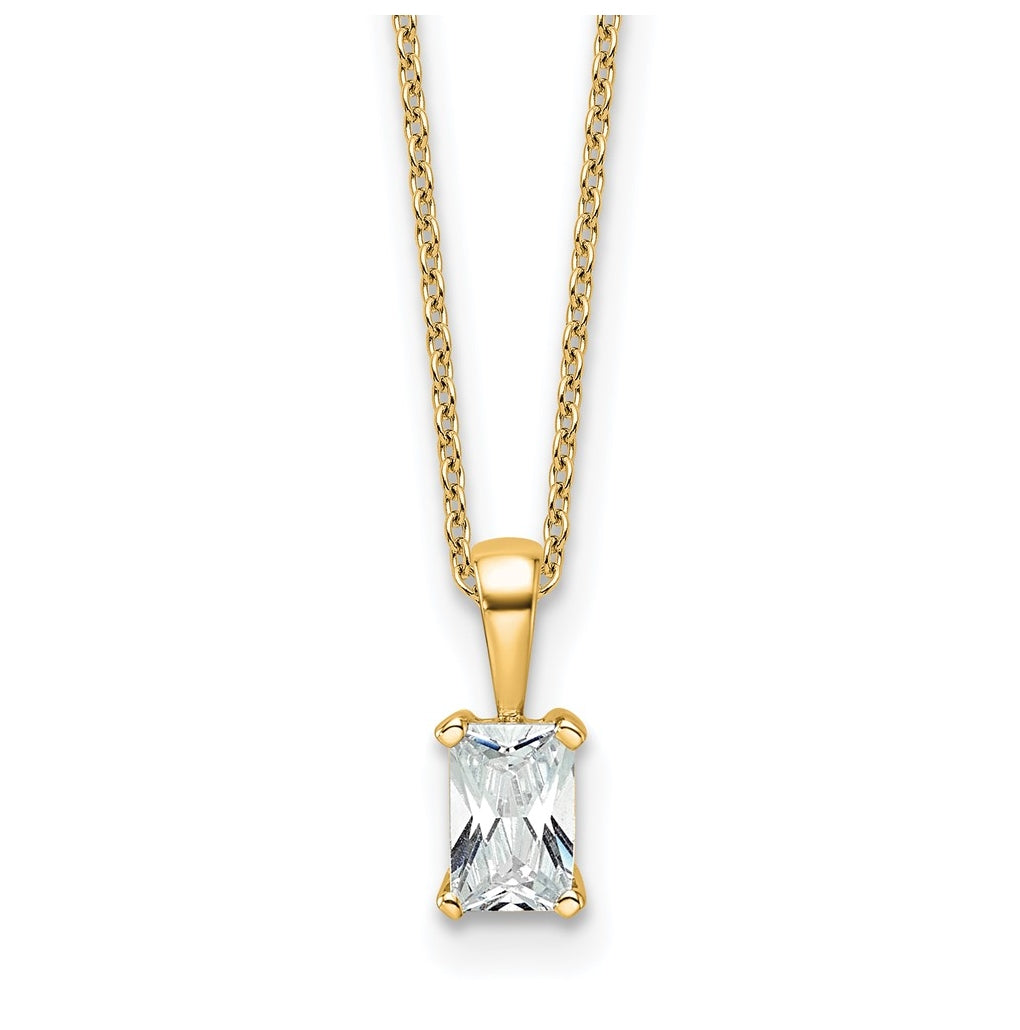14K Yellow Or White Gold Lab Grown Diamond VS/SI+ G+ Radiant Complete 18 inch Four Prong Pendant Necklace