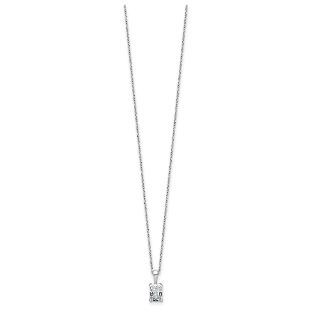 14K Yellow Or White Gold Certified Lab Grown Diamond VS+ F+ Radiant Complete 18 inch Four Prong Pendant Necklace
