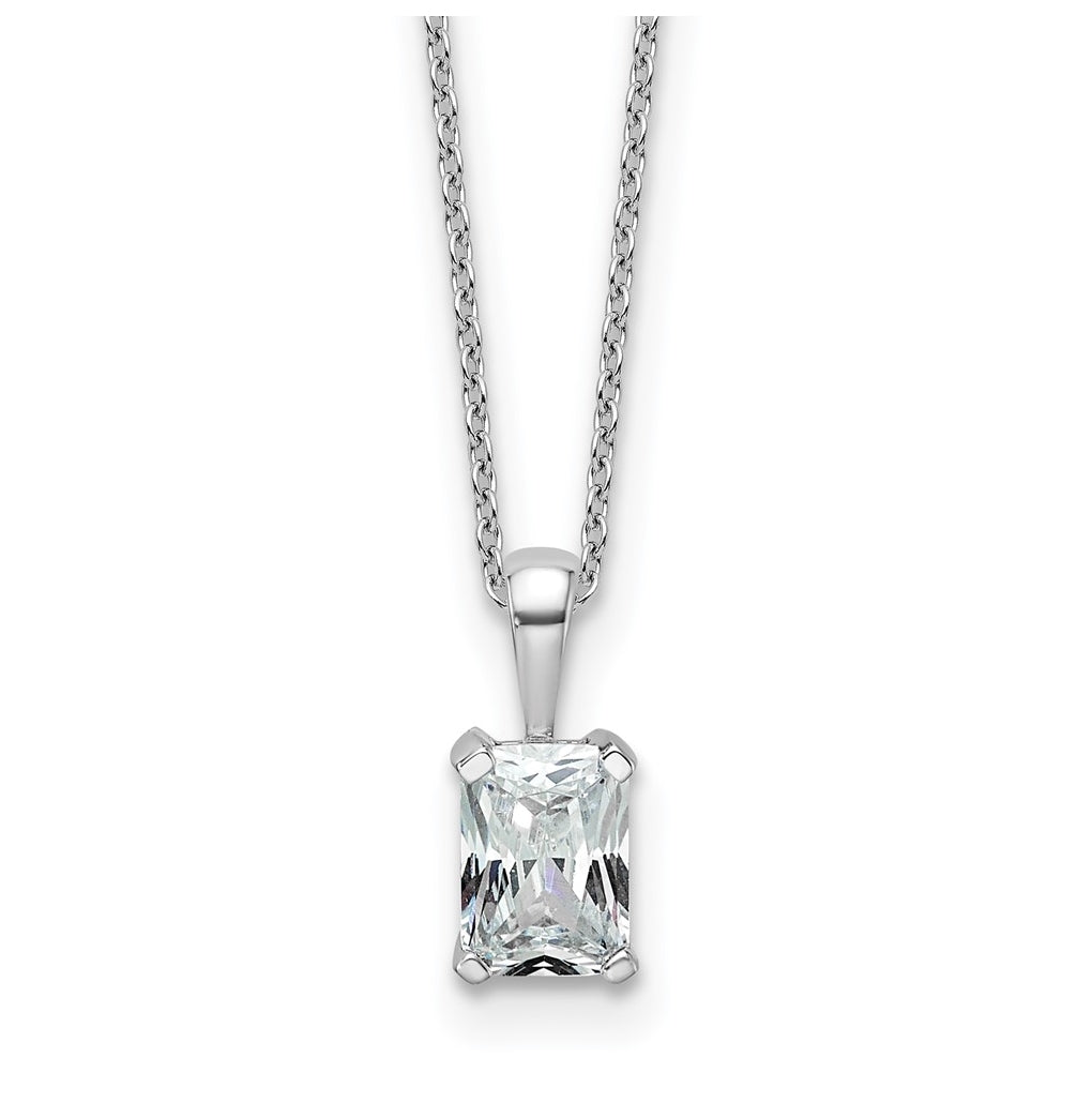 14K Yellow Or White Gold Lab Grown Diamond VS/SI+ G+ Radiant Complete 18 inch Four Prong Pendant Necklace
