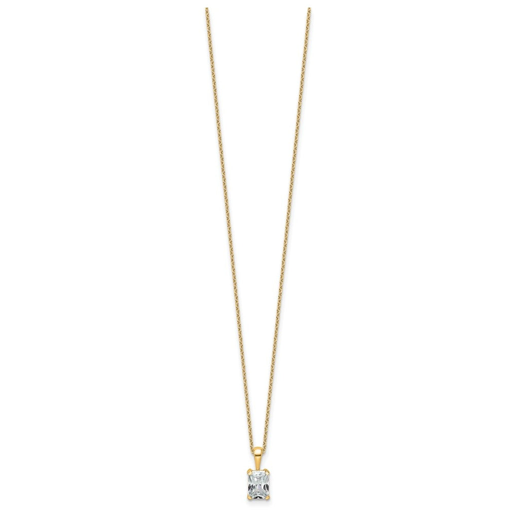 14K Yellow Or White Gold Lab Grown Diamond VS/SI+ G+ Radiant Complete 18 inch Four Prong Pendant Necklace