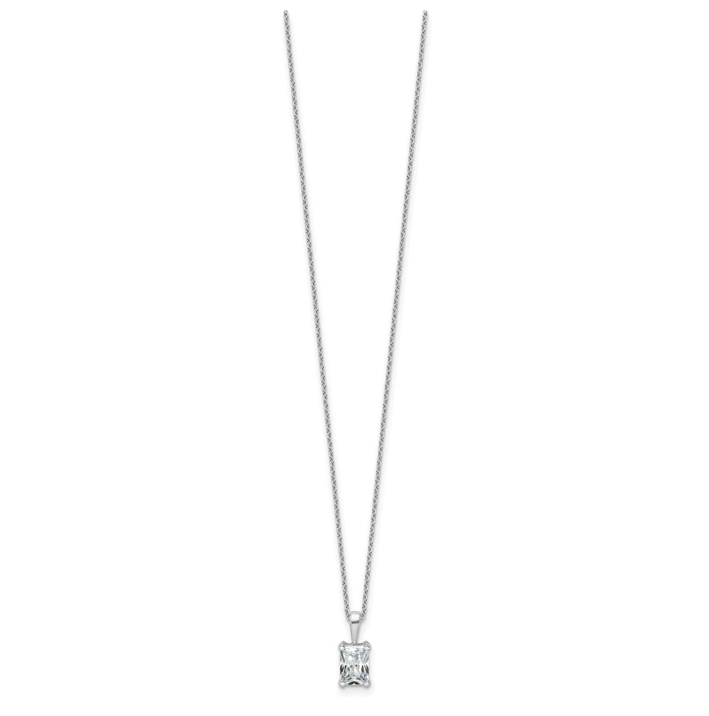 14K Yellow Or White Gold Lab Grown Diamond VS/SI+ G+ Radiant Complete 18 inch Four Prong Pendant Necklace