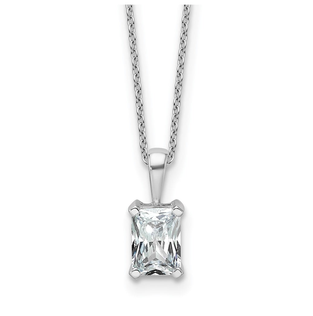 14K Yellow Or White Gold Lab Grown Diamond VS/SI+ G+ Radiant Complete 18 inch Four Prong Pendant Necklace
