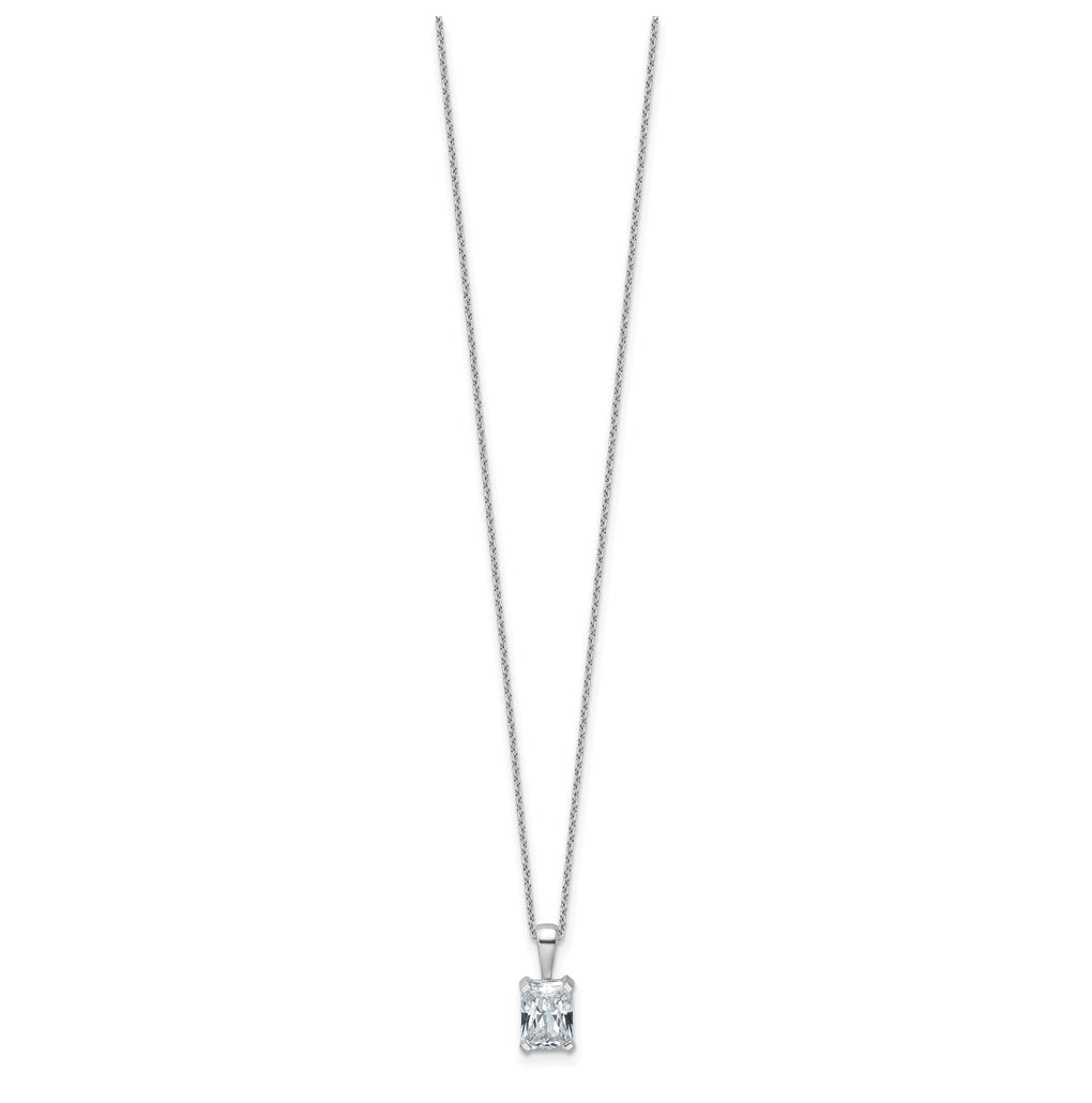 14K Yellow Or White Gold Lab Grown Diamond VS/SI+ G+ Radiant Complete 18 inch Four Prong Pendant Necklace