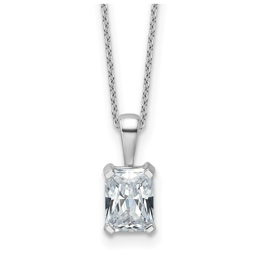 14K Yellow Or White Gold Lab Grown Diamond VS+ F+ Radiant Complete 18 inch Four Prong Pendant Necklace
