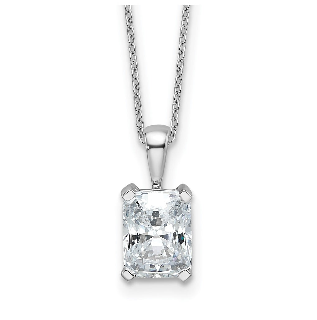 14K Yellow Or White Gold Lab Grown Diamond VS+ F+ Radiant Complete 18 inch Four Prong Pendant Necklace