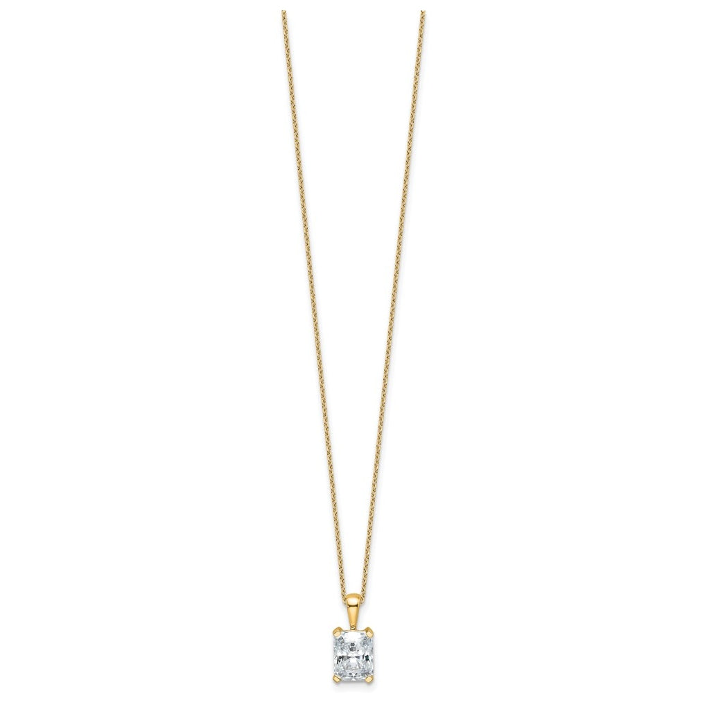 14K Yellow Or White Gold Lab Grown Diamond VS/SI+ G+ Radiant Complete 18 inch Four Prong Pendant Necklace