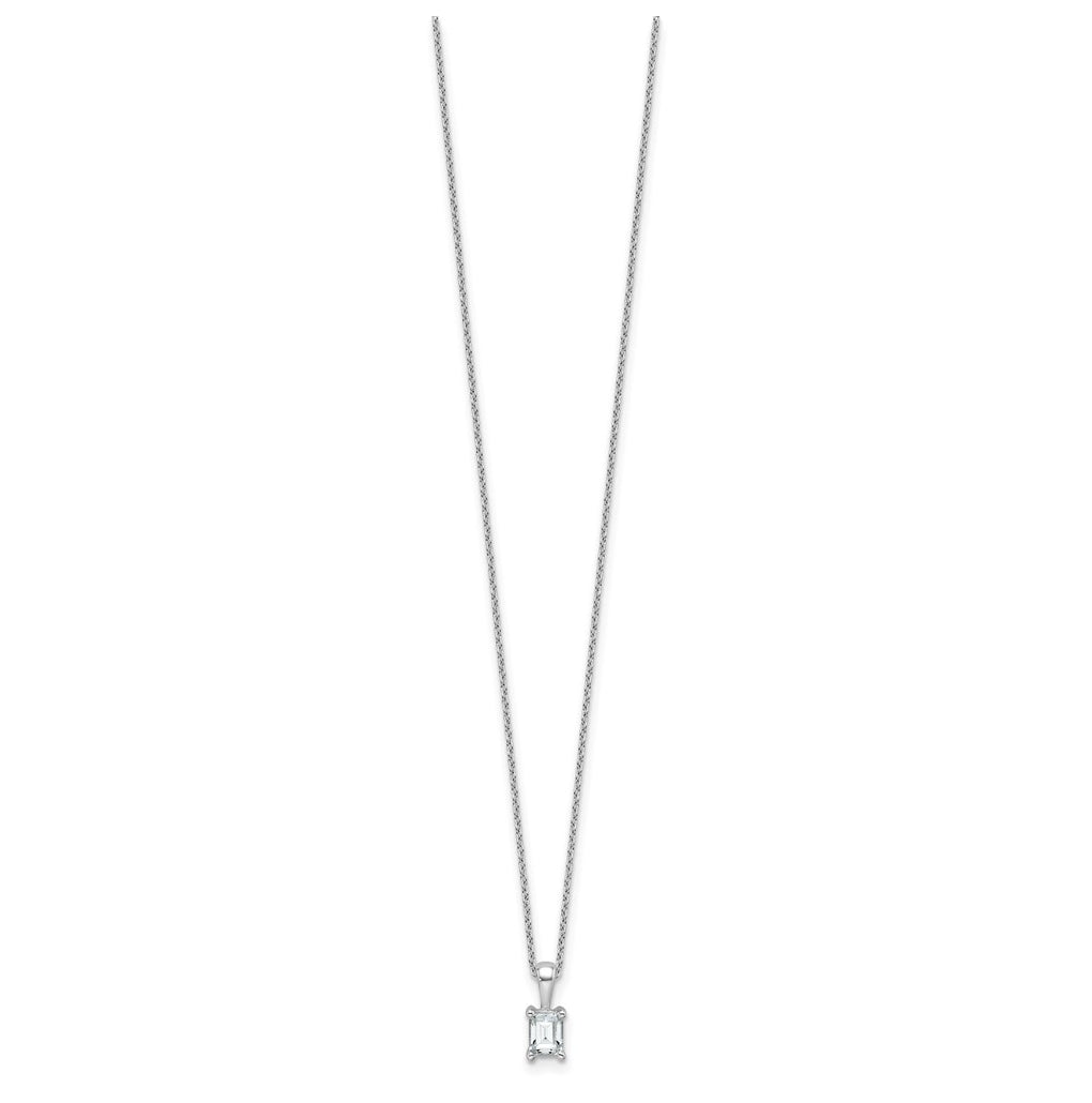 14K Yellow Or White Gold Lab Grown Diamond VS+ F+ Emerald Complete 18 inch Four Prong Pendant Necklace