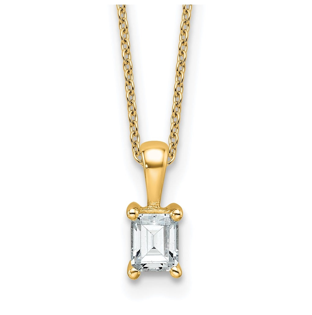 14K Yellow Or White Gold Lab Grown Diamond VS+ F+ Emerald Complete 18 inch Four Prong Pendant Necklace