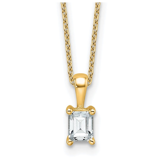 14K Yellow Or White Gold Lab Grown Diamond VS+ F+ Emerald Complete 18 inch Four Prong Pendant Necklace