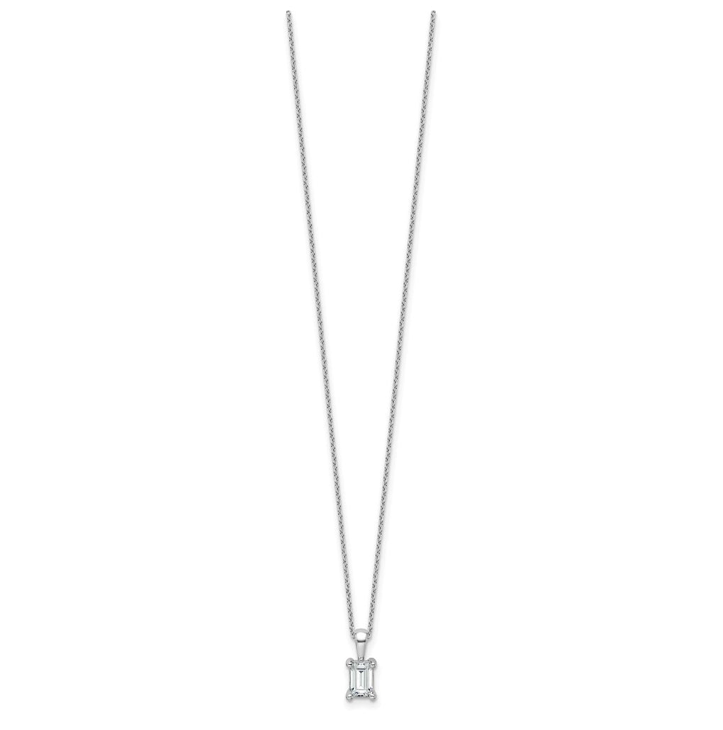 14K Yellow Or White Gold Lab Grown Diamond VS+ F+ Emerald Complete 18 inch Four Prong Pendant Necklace